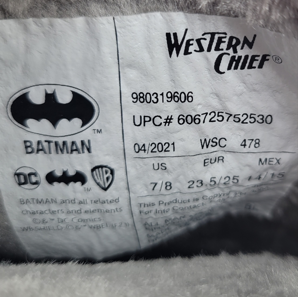 Western Chief Batman Faux Fur Lined Rain Boot 7 / 8 - Picture 8 of 10